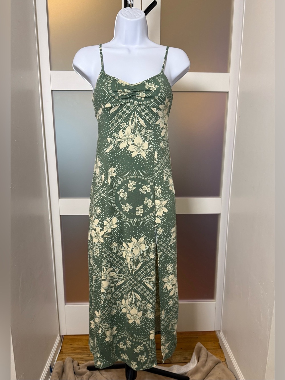 Urban Outfitters Boho Green Floral Slip Midi Dress, XS - Picture 3 of 12